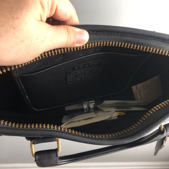 Vintage Rare Coach Black Leather Tote Satchel New York Original Paperwork Office - Picture 13 of 16